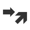 An arrow pointing right, and another pointing to the bottom right.