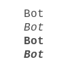 The word 'bot' in bold and italic styles